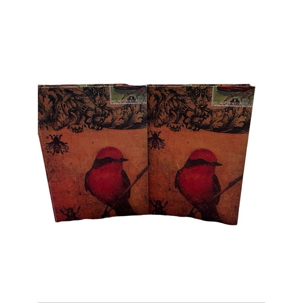 Decorative Vermillion Flycatcher Bird Storage Canvas Book Boxes 2 Set
